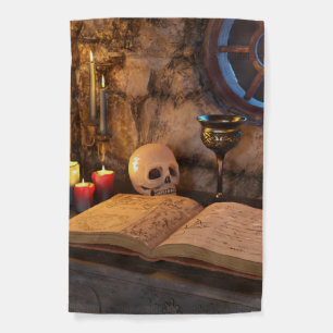 Gothic Dark Academia Candlelit Study Art Garden Flag