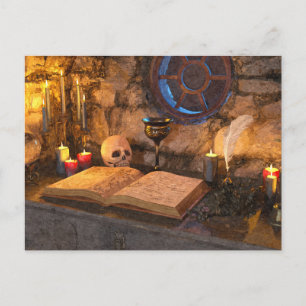Gothic Dark Academia Candlelit Study Art Holiday Postcard