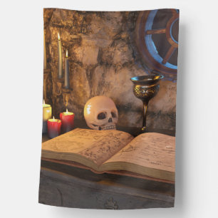 Gothic Dark Academia Candlelit Study Art House Flag