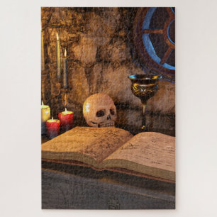 Gothic Dark Academia Candlelit Study Art Jigsaw Puzzle