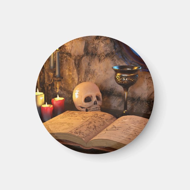 Gothic Dark Academia Candlelit Study Art Magnet (Front)