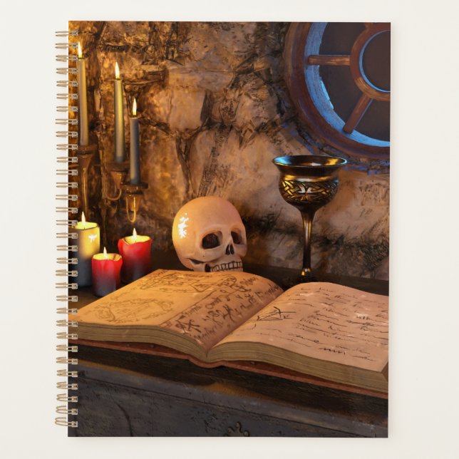 Gothic Dark Academia Candlelit Study Art Planner (Front)