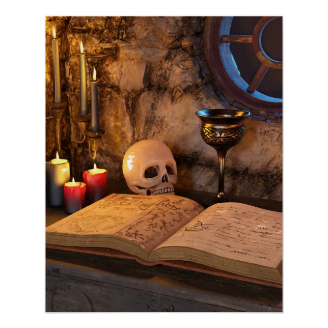Gothic Dark Academia Candlelit Study Art Poster (Front)
