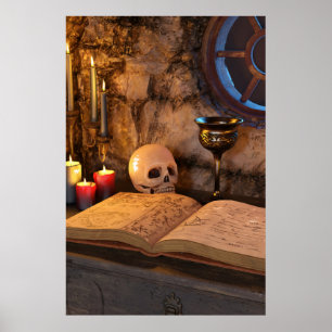 Gothic Dark Academia Candlelit Study Art Poster