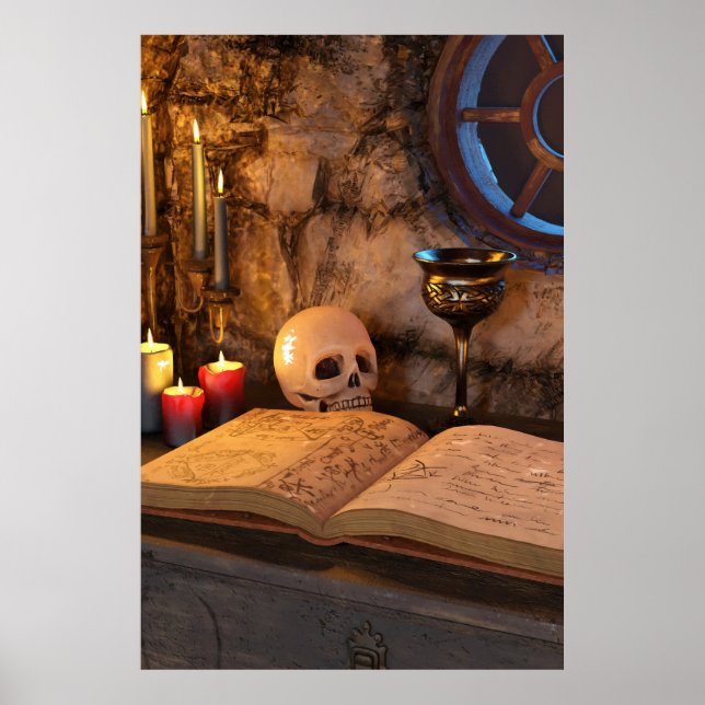 Gothic Dark Academia Candlelit Study Art Poster (Front)