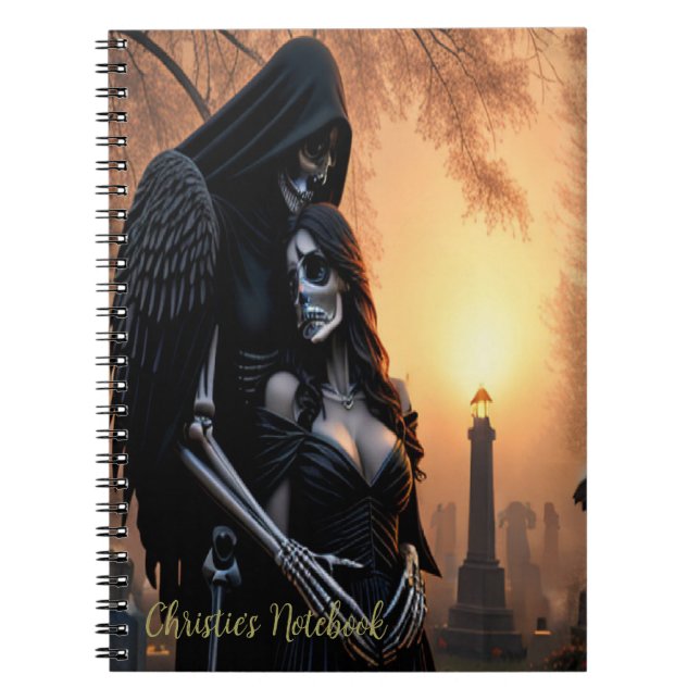 Gothic Dark Angel Couple Personalize  Notebook (Front)