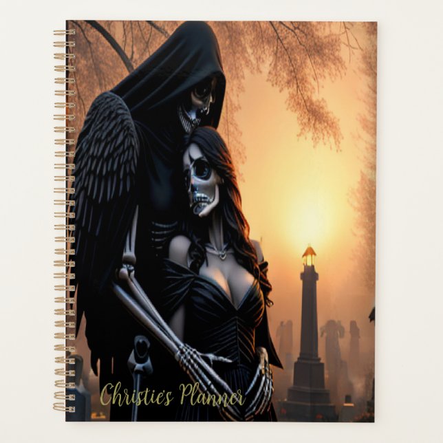 Gothic Dark Angel Couple Personalize  Planner (Front)