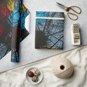 Gothic Dark Blue Black Red Yellow Wrapping Paper