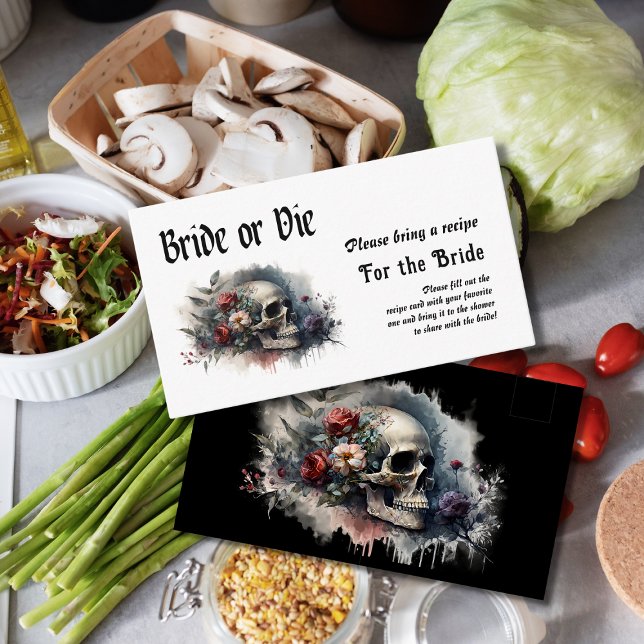 Gothic Dark Bride or Die Bridal Shower Recipe Enclosure Card (Creator Uploaded)