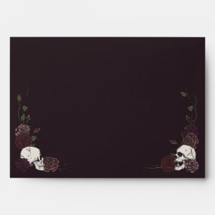Gothic Dark Burgundy Skulls and Roses Envelope