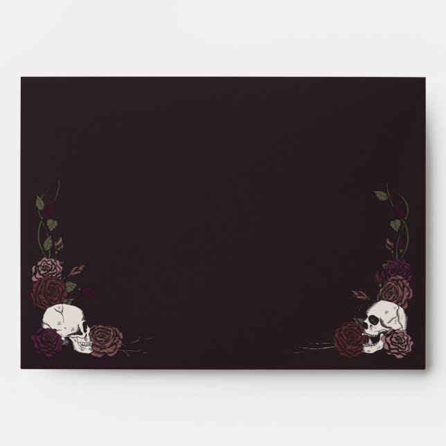Gothic Dark Burgundy Skulls and Roses Envelope (Front)