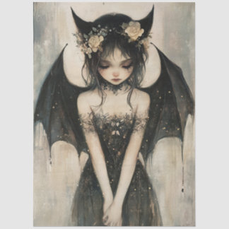 Gothic Dark Fairy with Floral Crown Decoupage Tissue Paper