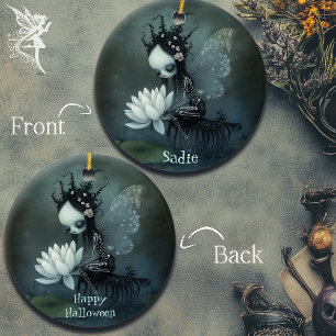 Gothic Dark Fantasy Fairy Skeleton Custom Name Ceramic Ornament