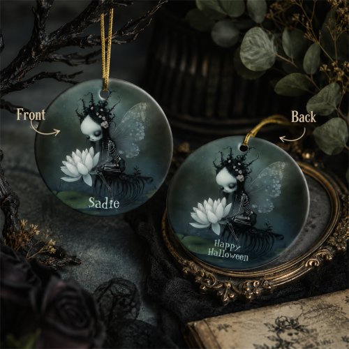 Gothic Dark Fantasy Fairy Skeleton Custom Name Ornament
