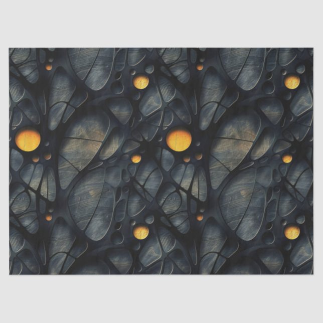 Gothic Dark Feeling Black and Yellow Tissue Paper (Front)