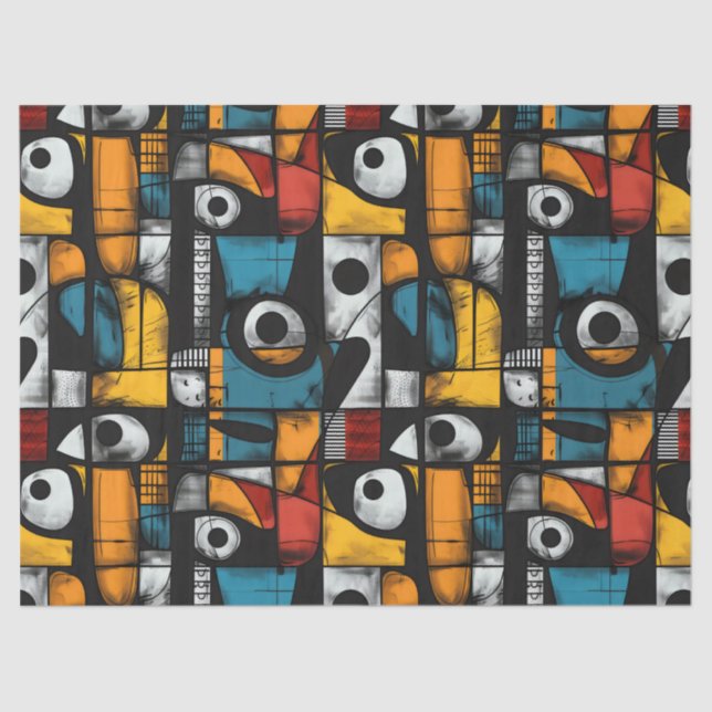 Gothic Dark Feeling Black, Red and Yellow Abstract Tissue Paper (Front)