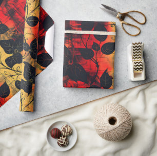 Gothic Dark Feeling Black Yellow Red Wrapping Paper