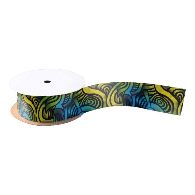 Gothic Dark Feeling Blue Green Yellow Satin Ribbon (Spool)