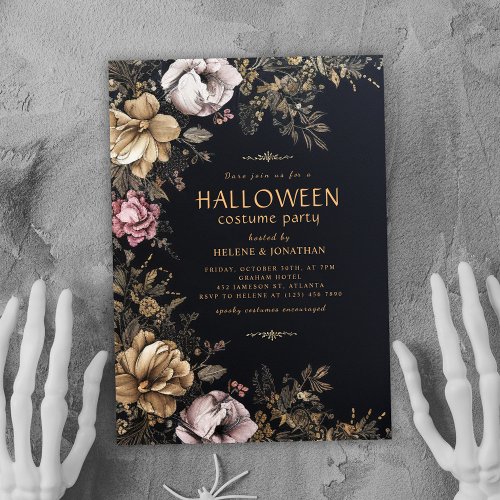 Gothic Dark Floral Adult Halloween Party Invitation