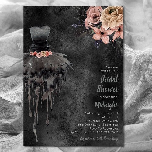 Gothic Dark Floral Bridal Shower Invitation