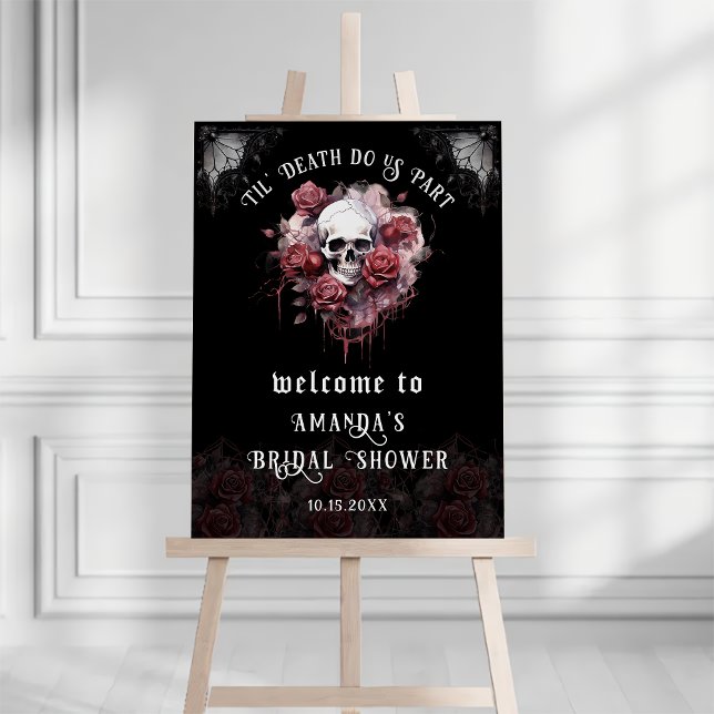 Gothic Dark Floral Skull Halloween Bridal Shower  Foam Board (Creator Uploaded)