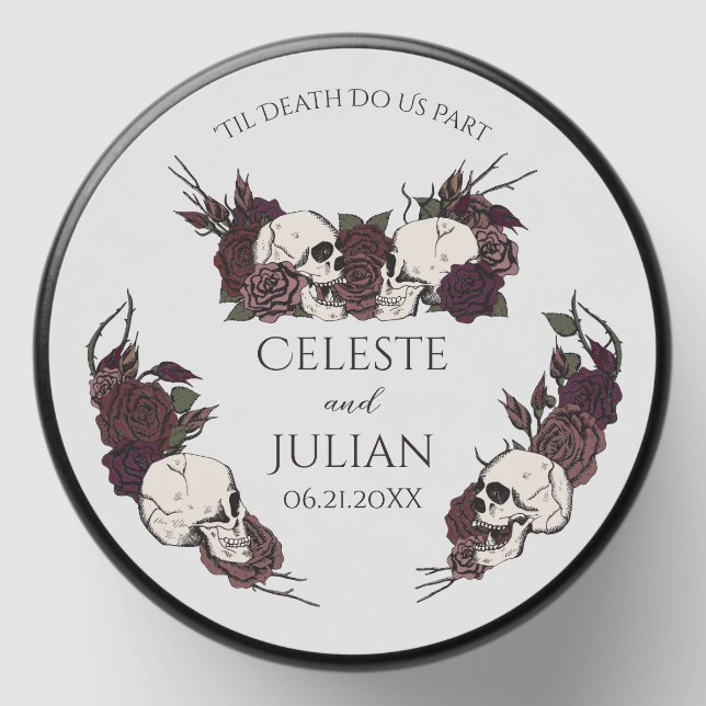 Gothic Dark Floral Til Death Wedding Mini Candle Favors (Front)
