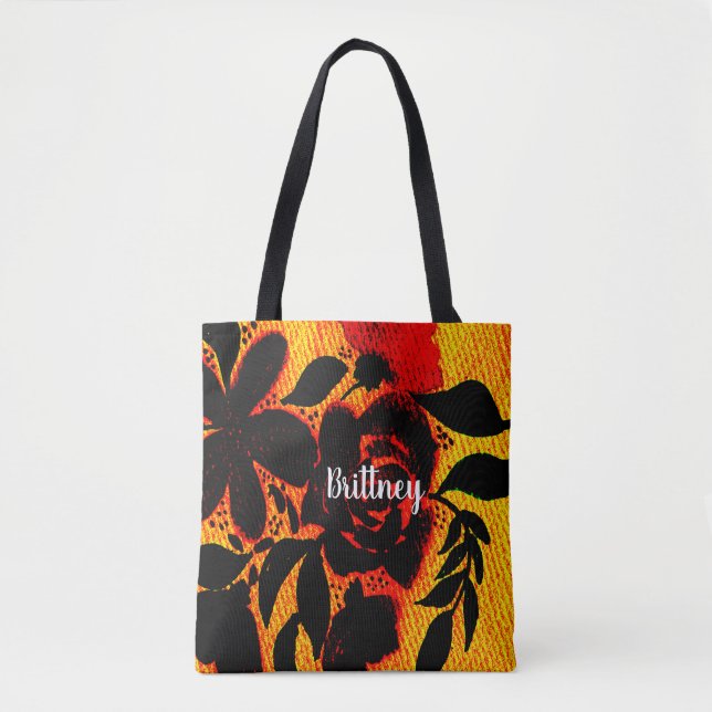 Gothic Dark Florals Screen Tote Bag (Front)