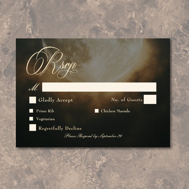 Gothic Dark Full Moon Arch Wedding RSVP Card (Gothic Dark Full Moon Arch Wedding RSVP Card)
