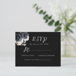 Gothic Dark Halloween Wedding Black RSVP Postcard