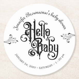 Gothic Dark Hello Baby  Round Paper Coaster