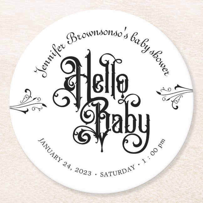 Gothic Dark Hello Baby Round Paper Coaster