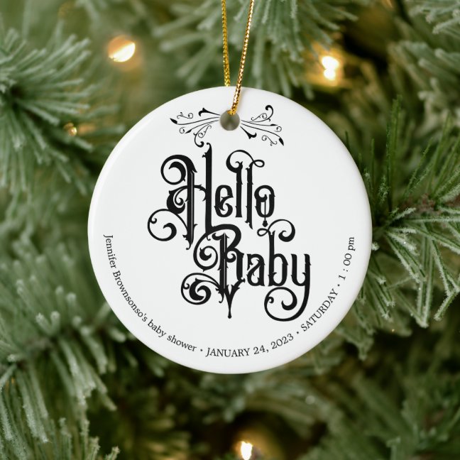 Gothic Dark Hello Thank You Ceramic Ornament