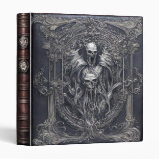 Gothic Dark Magic Skulls Leather 3 Ring Binder