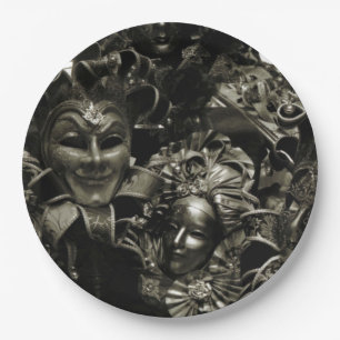 Gothic Dark Masquerade Masks Black and White Paper Plates