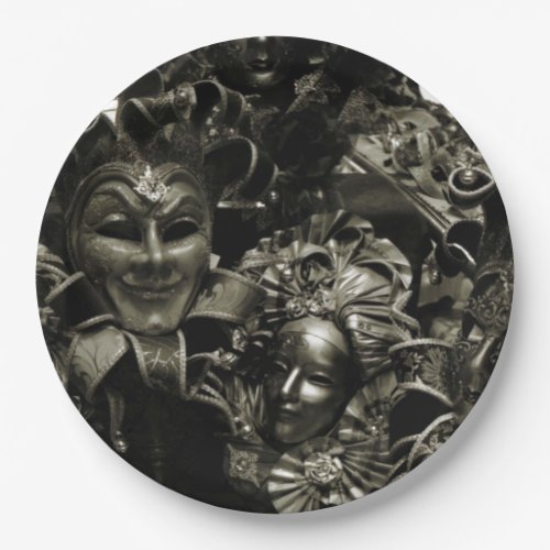 Gothic Dark Masquerade Masks Black and White Paper Plates