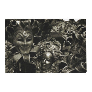 Gothic Dark Masquerade Masks Black and White Placemat