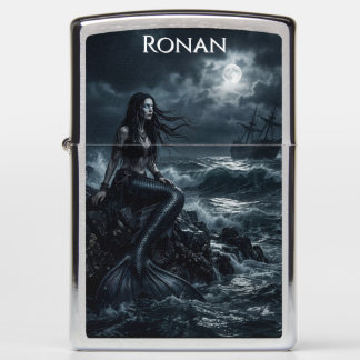 Gothic Dark Mermaid Stormy Sea Shipwreck Full Moon Zippo Lighter