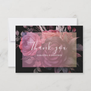 Gothic Dark Moody Floral Rose Wedding Thank You Card