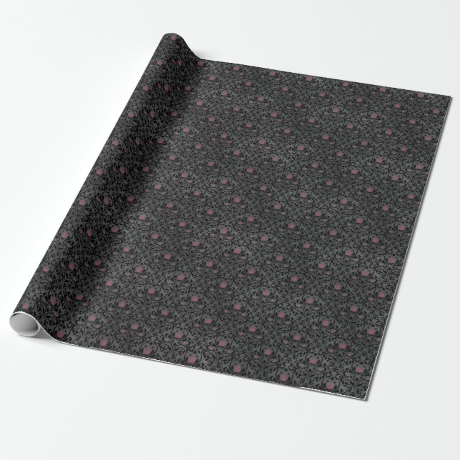 gothic dark occult goth floral pattern wrapping paper (Unrolled)