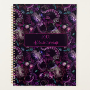 Gothic Dark Pink Tentacle With Flower Personalized Planner