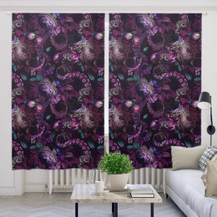 Gothic Dark Pink Tentacle With Flowers Blackout Curtains