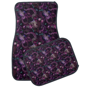 Gothic Dark Pink Tentacle With Flowers Car Floor Mat