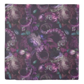 Gothic Dark Pink Tentacle With Flowers Duvet Cover