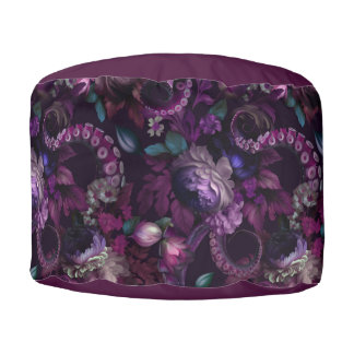Gothic Dark Pink Tentacle With Flowers Pouf