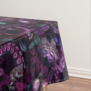 Gothic Dark Pink Tentacle With Flowers Tablecloth