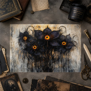 Gothic Dark Purple Fantasy Eye Flowers Decoupage Tissue Paper