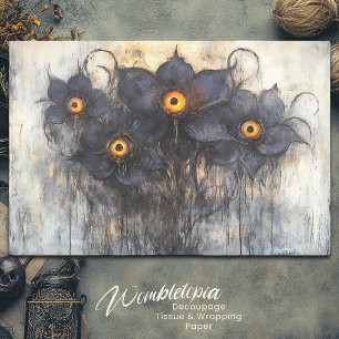 Gothic Dark Purple Fantasy Eye Flowers Decoupage Tissue Paper