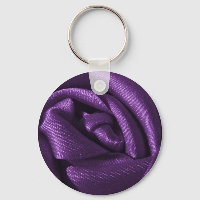 Gothic Dark Purple Rose Keychain (Front)