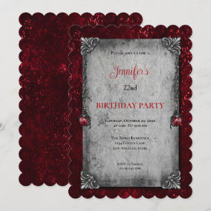 Gothic Dark Red Birthday invitation
