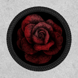 Gothic Dark Red Rose Circle Patch